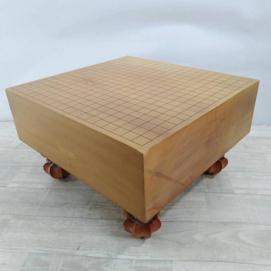 現状品 本榧 碁盤 木表 厚み14.1cm 重さ13.6kg 33号 蛤碁石付き