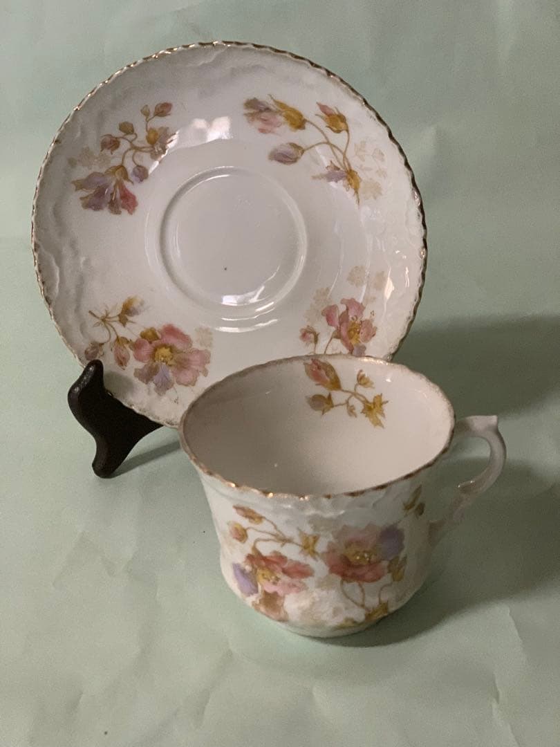 西洋アンティークカップ&ソーサーペア、サイドプレートペア、