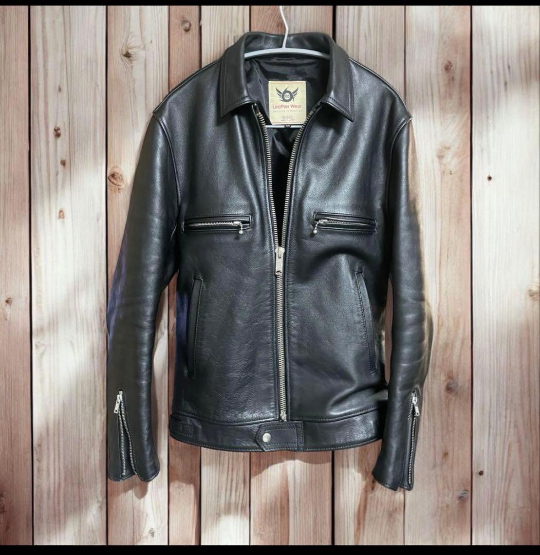 666サイズ38レザーライダースジャケットLJM-17TF