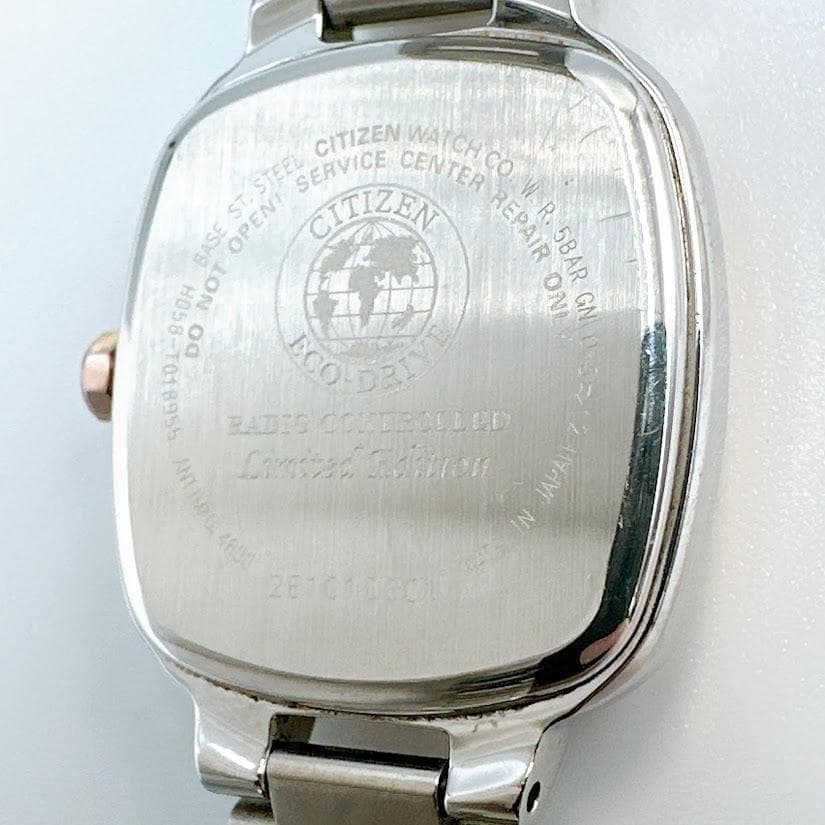 美品 シチズン クロスシー レディース腕時計 電波ソーラー ピンク スクエア