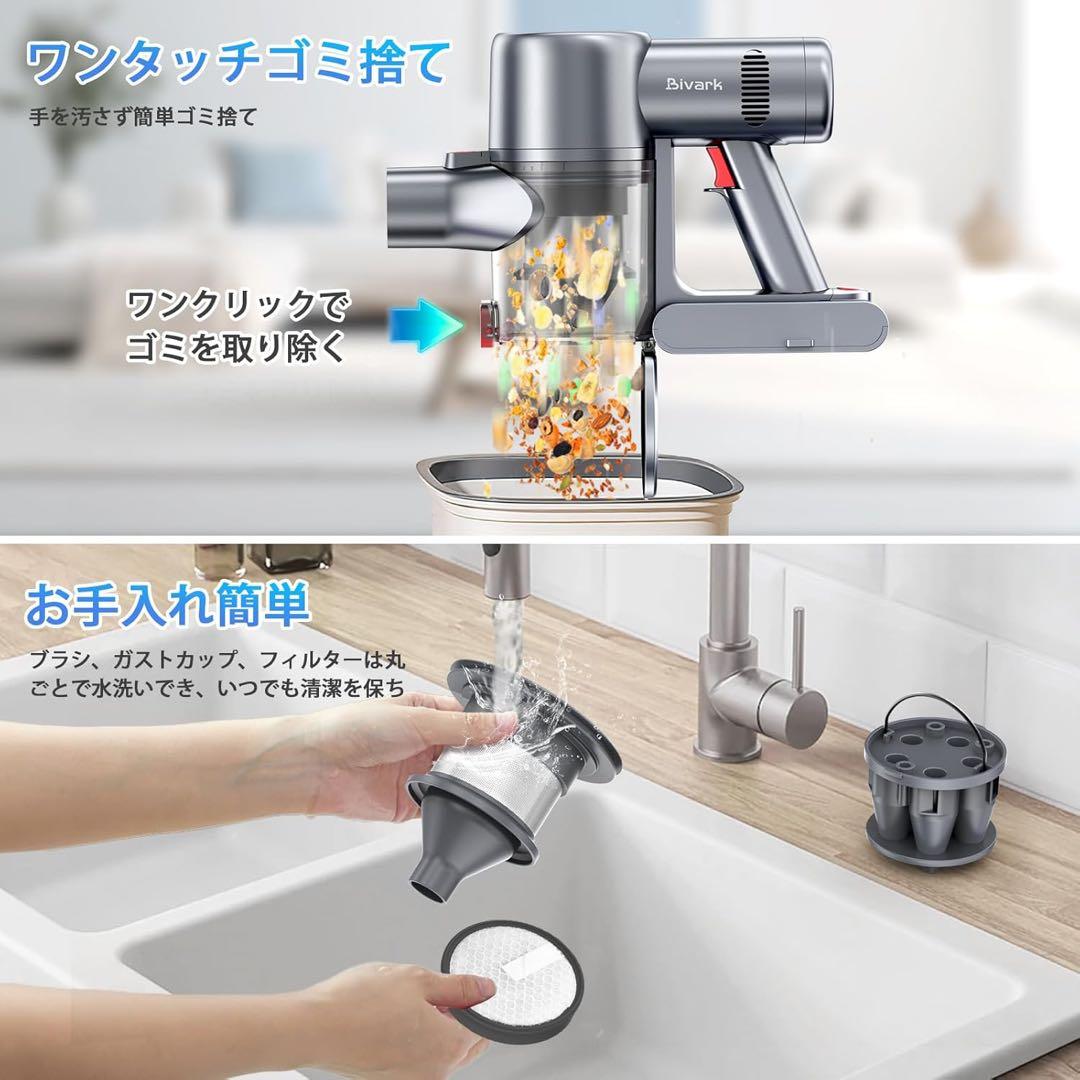 【新品未使用】コードレス掃除機 LEDライト付＆50KPa 強力吸引＆自立式