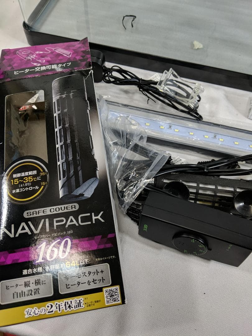 【新品】60cm曲面水槽GEX POWER SLIM 照明&ヒーターのセット