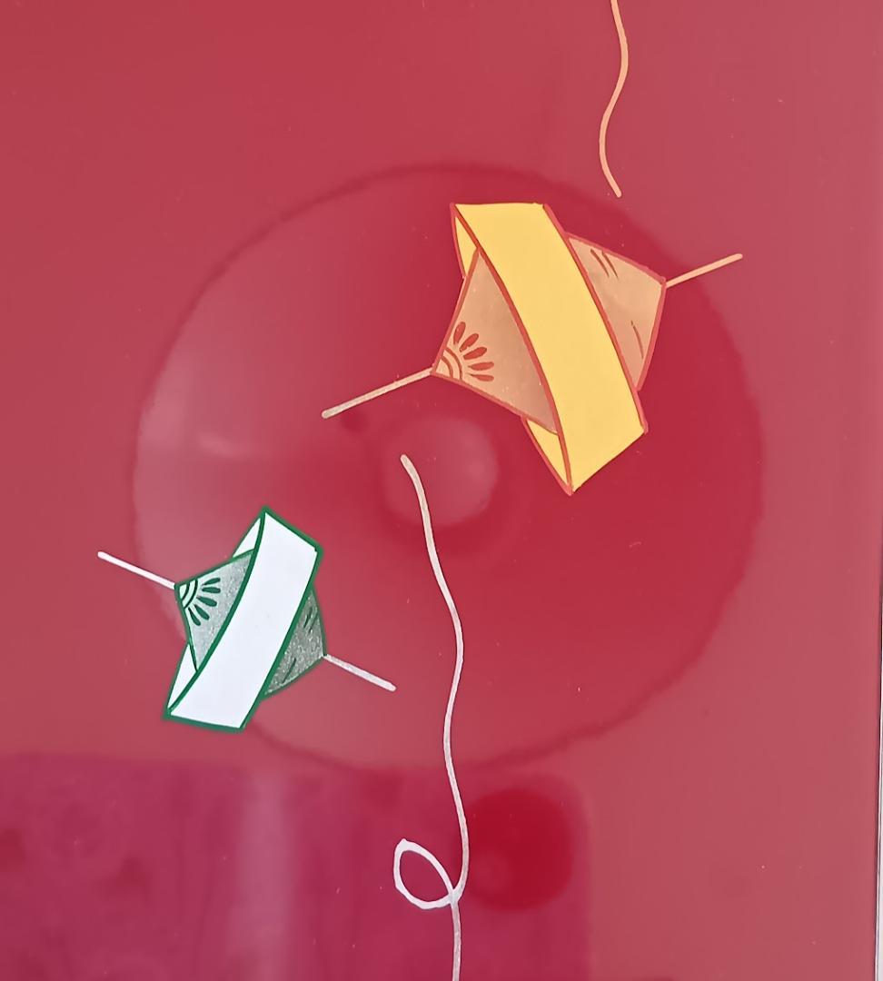 羽子板型　川連漆器 2個セット 木製本漆塗　黒・赤 リバーシブル