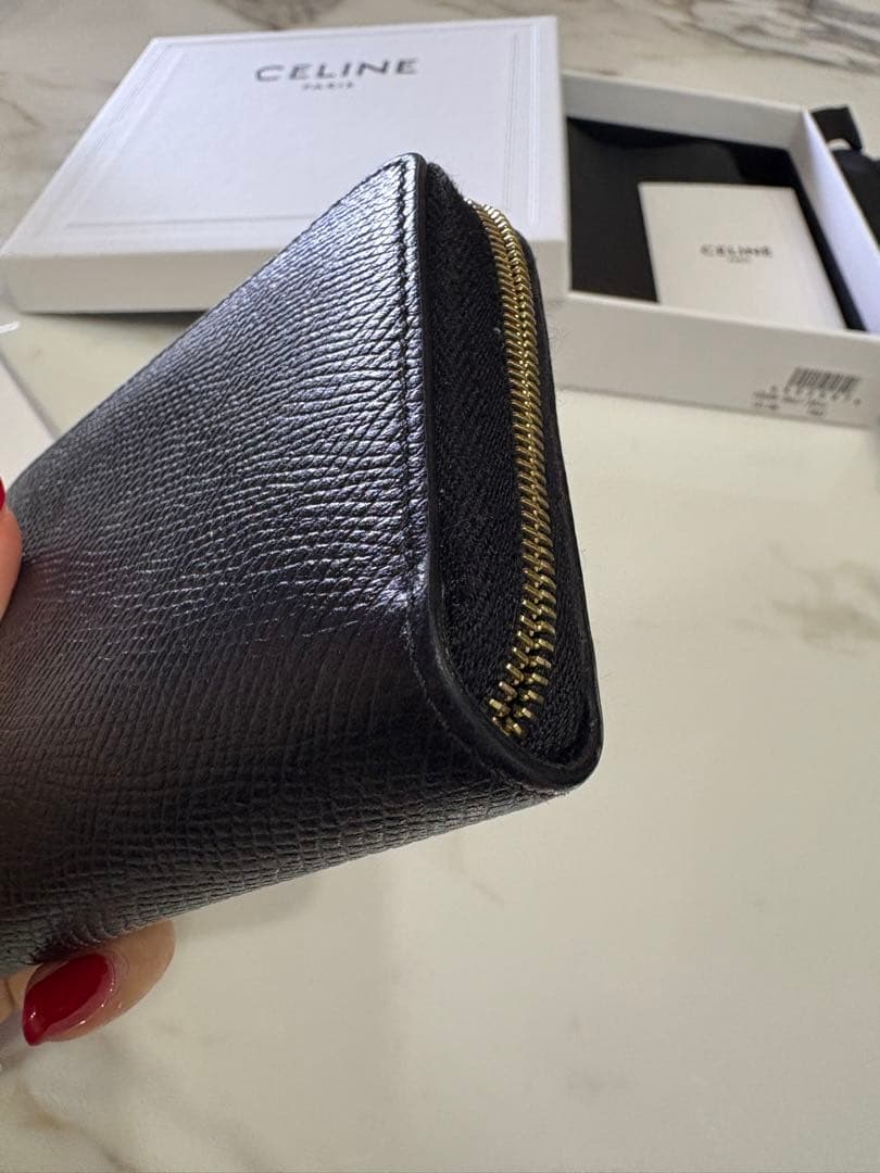 CELINE ブラックレザー 二つ折り財布