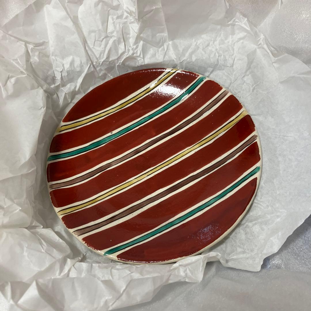 魯山人　写しの器　色絵間道文丸皿