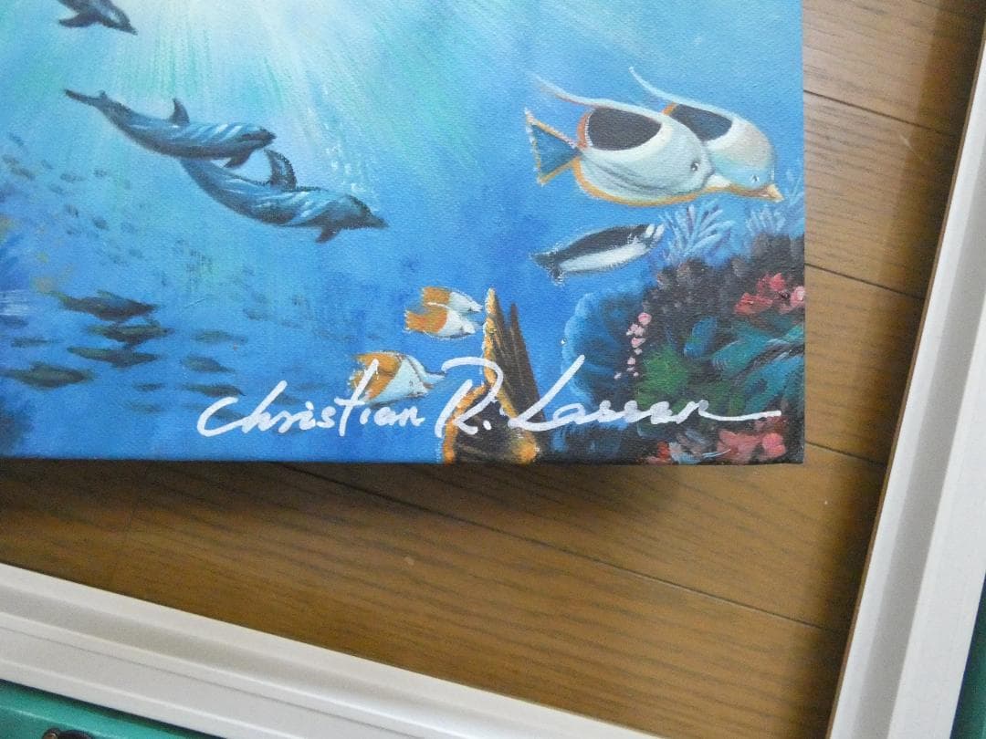 T.Y. クリスチャン・ラッセン「風景」サイン F8　額装済み 肉筆手描き