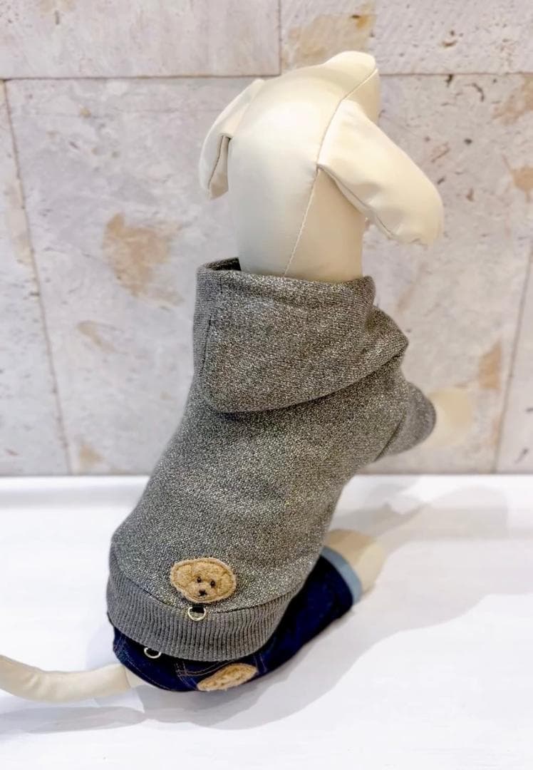 DENIM ROSE ワッペンフード付きラメパーカー