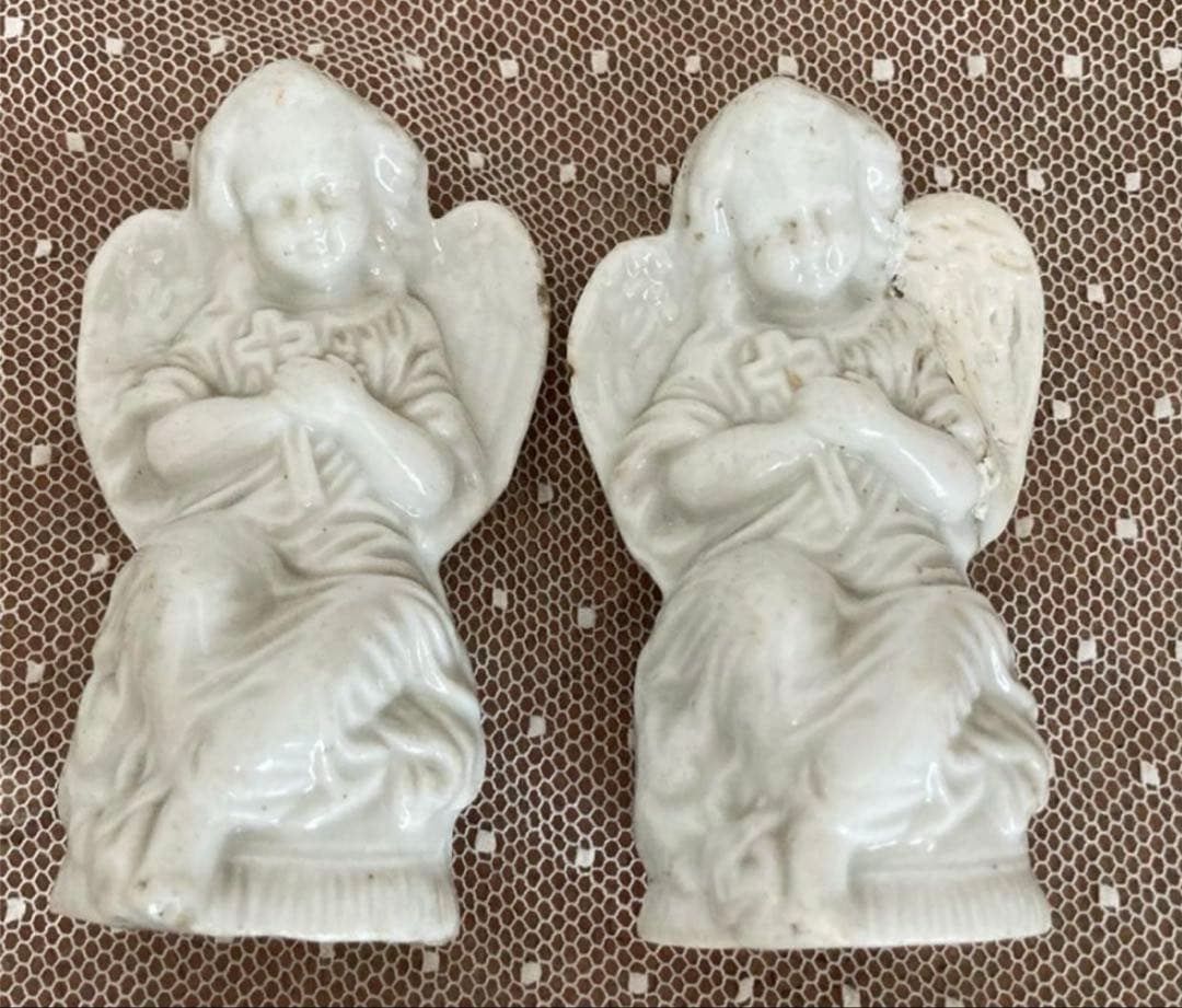 アンティーク雑貨 Old lovely small angels 2set