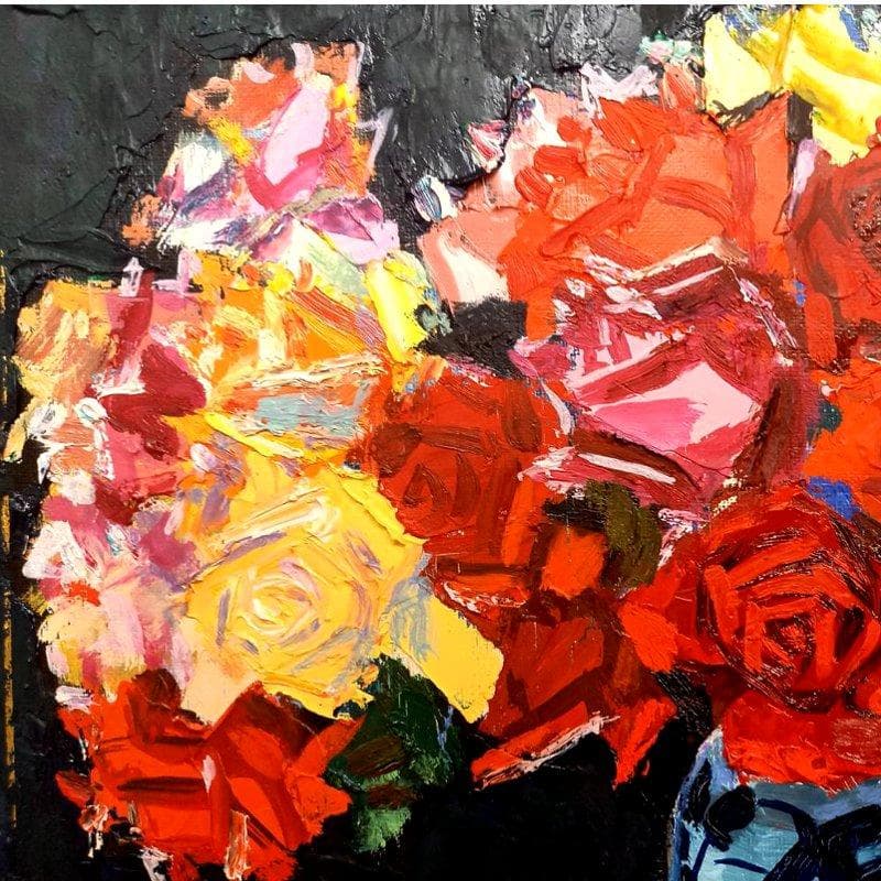 ☆ 真柄修一 ☆「 薔薇 」 油絵　F６号　 新品額！