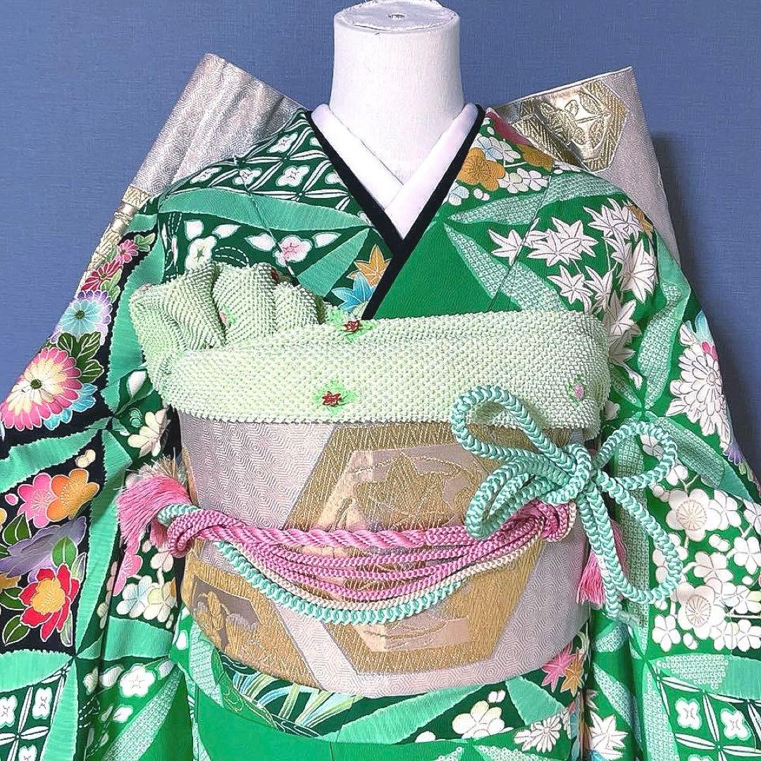 振袖フルセット　手描き友禅　吉祥紋様　成人式振袖　振袖　成人式