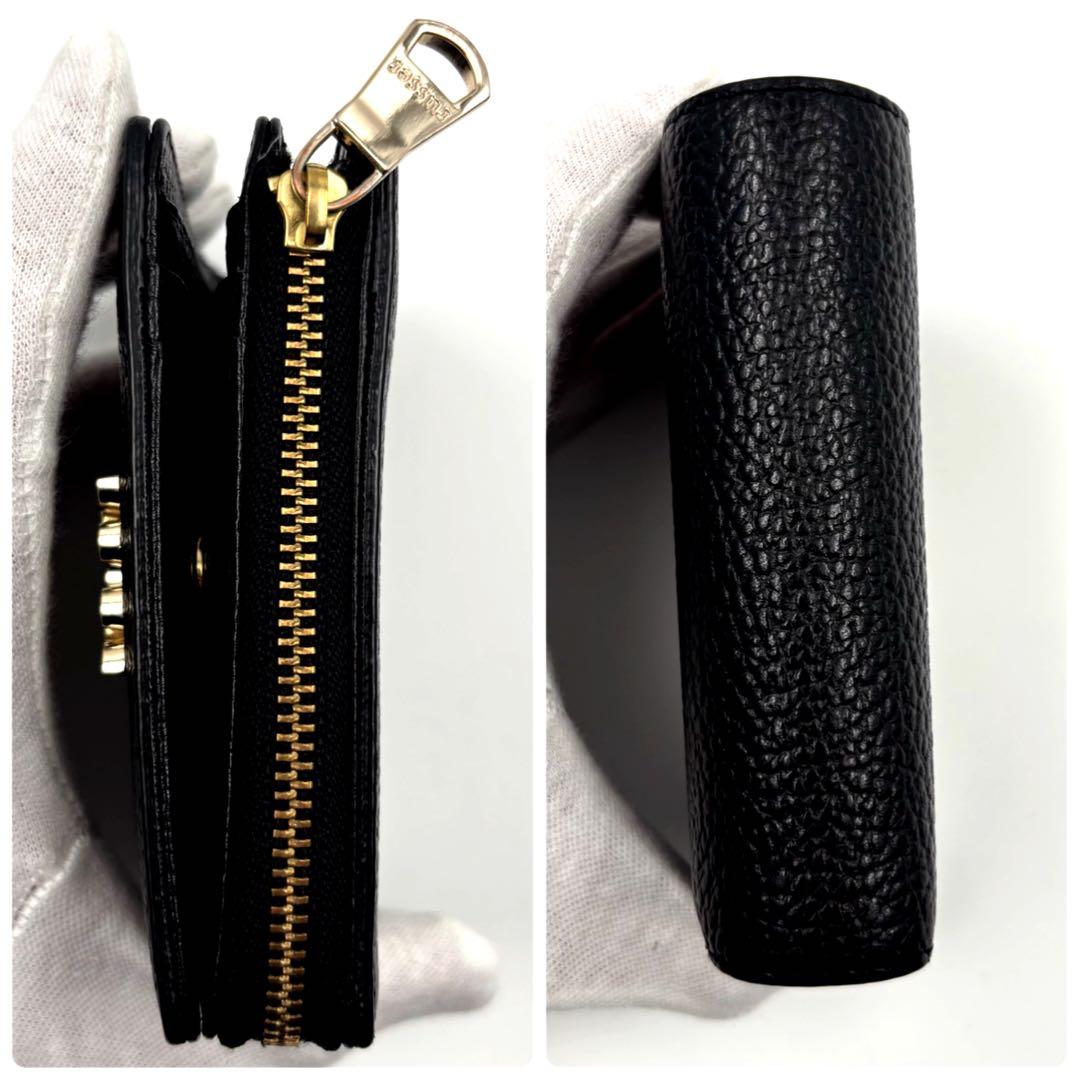 ✨未使用品✨　russet モノグラムプレート L字ファスナー　折り財布　シボ革