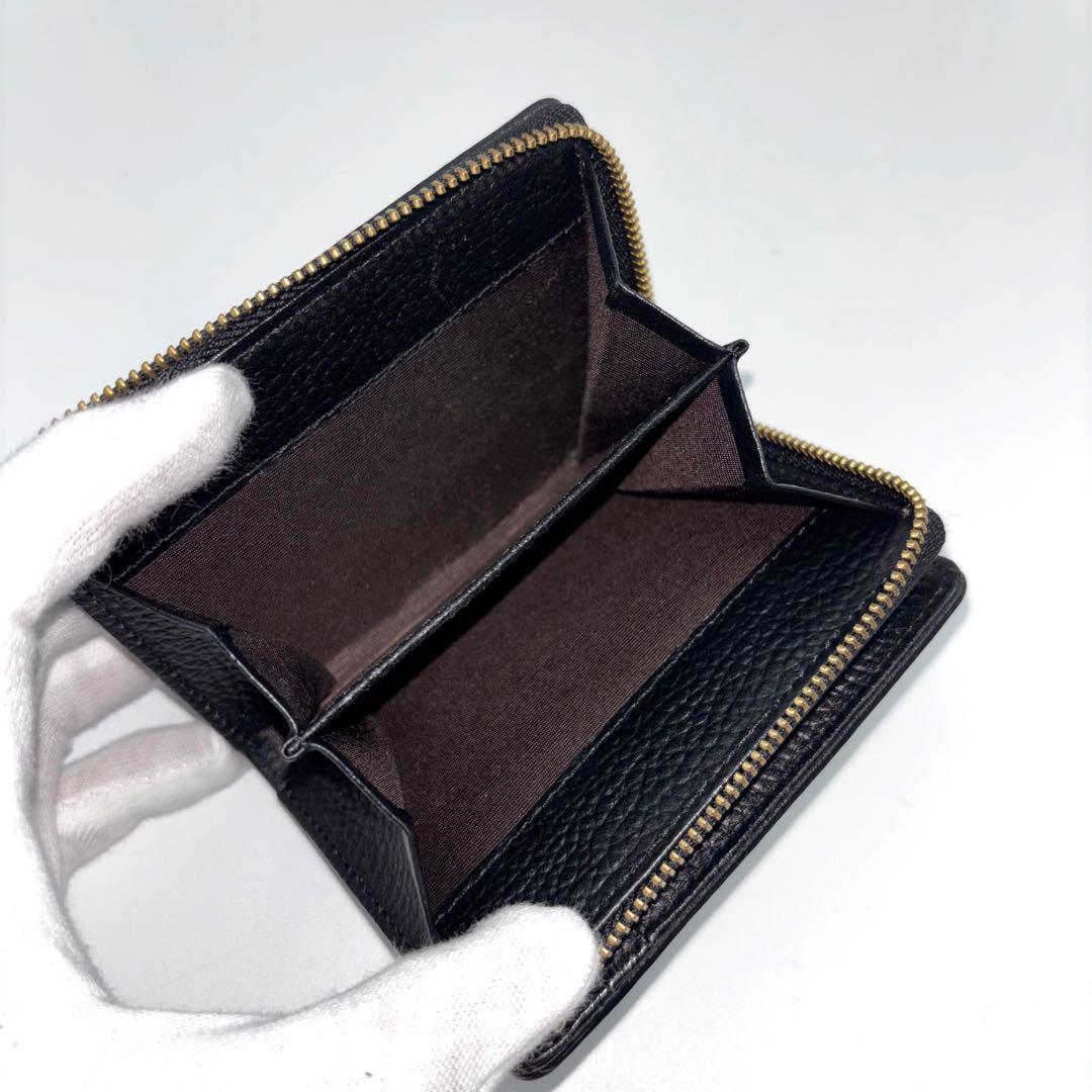 ✨未使用品✨　russet モノグラムプレート L字ファスナー　折り財布　シボ革