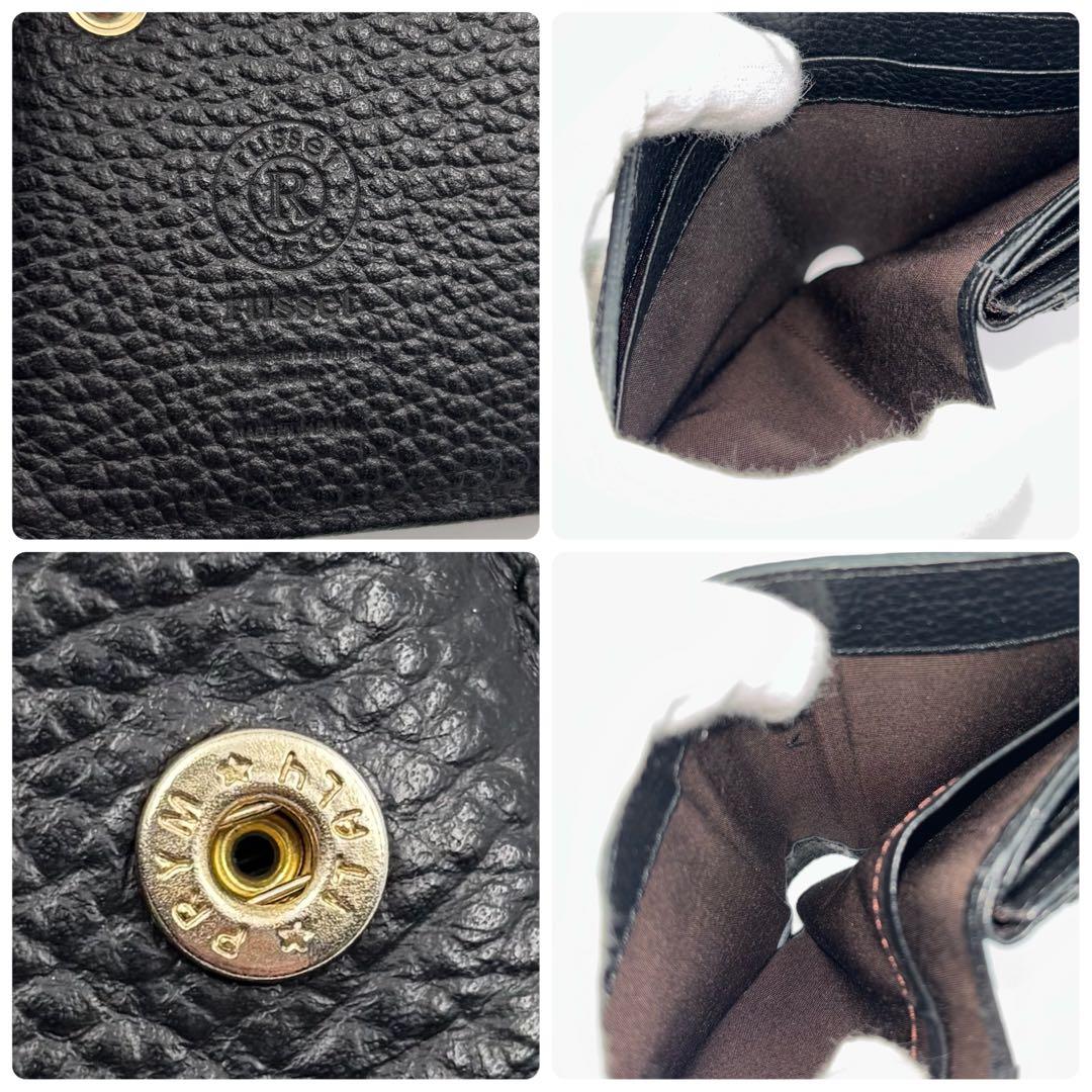 ✨未使用品✨　russet モノグラムプレート L字ファスナー　折り財布　シボ革