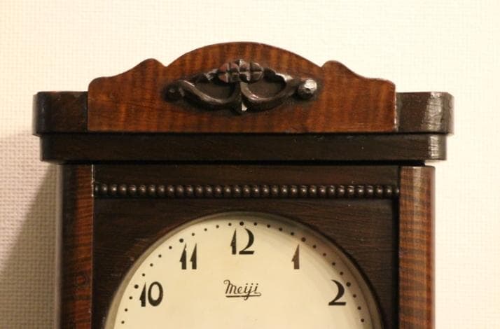 名古屋 meiji アンティーク 小ぶり ミニ 掛時計 柱時計 振り子 動作品