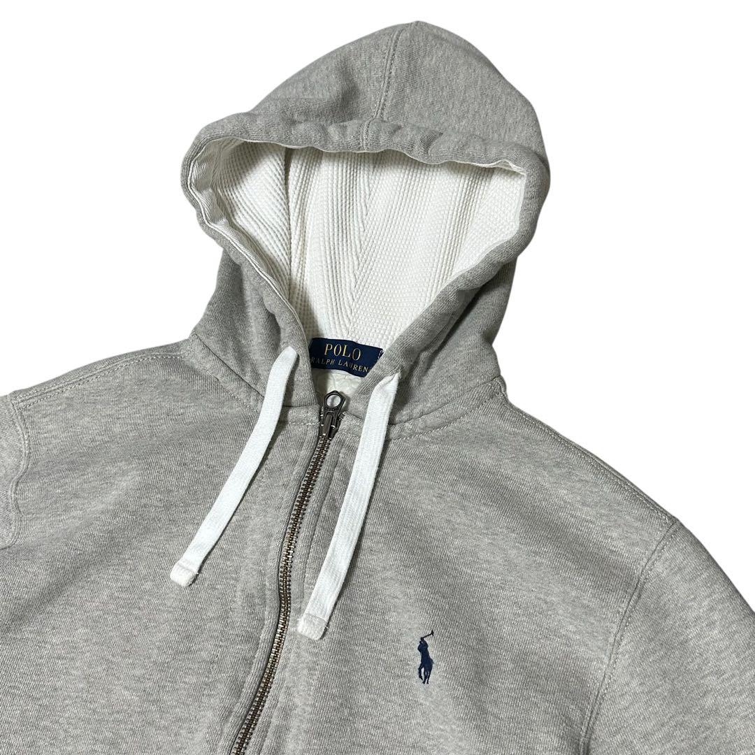 POLO ポロ ラルフローレン ジップパーカー フード裏サーマル グレー