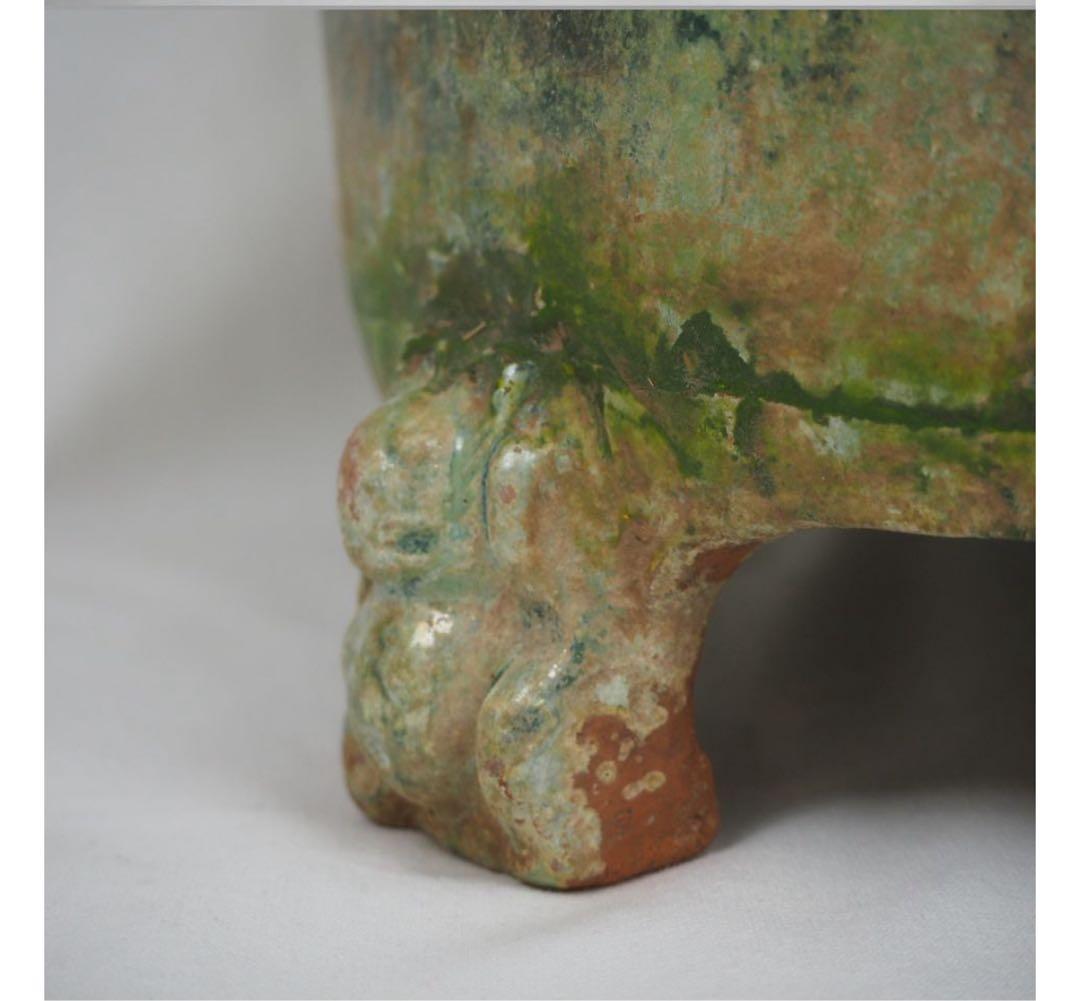 送料無料★博物館級★前漢～後漢時代 前1～後1世紀　銀化緑釉温酒樽明器本物保証