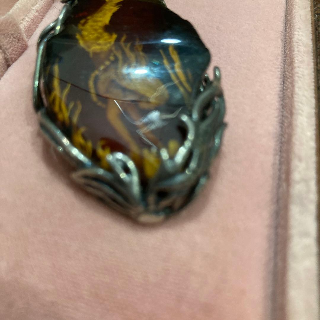 琥珀　インタリオ　ペンダントトップ　マーメイド