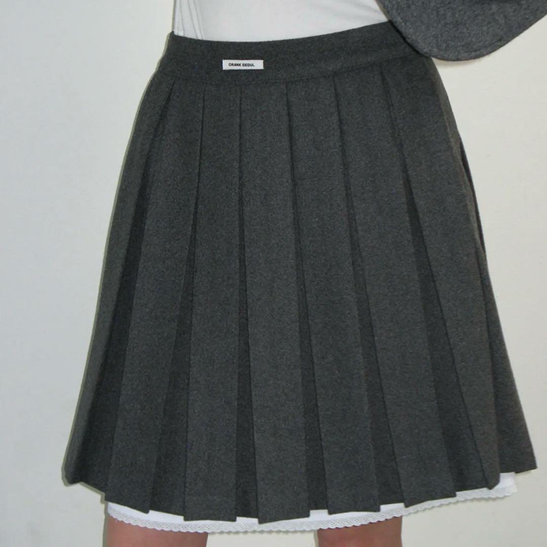 crank プリーツスカート musinsa ウール風生地 韓国ブランド