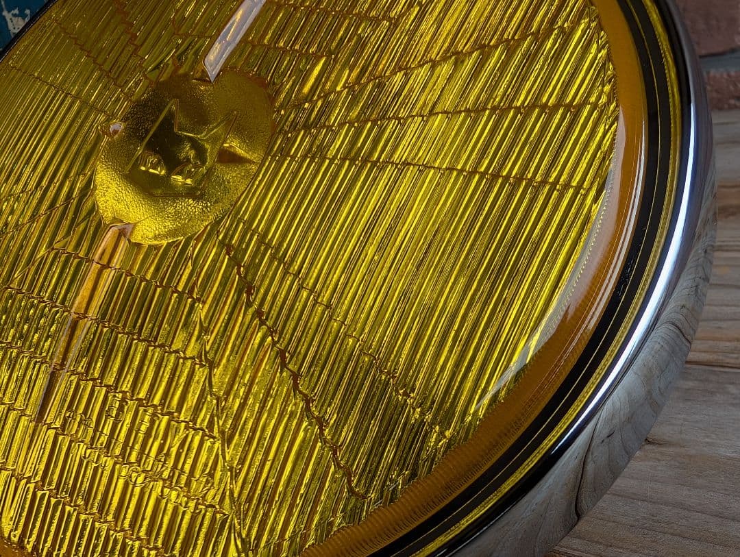 マーシャル 720 ヘッドライト リム付き イエローレンズ キティ 彫り猫 旧車