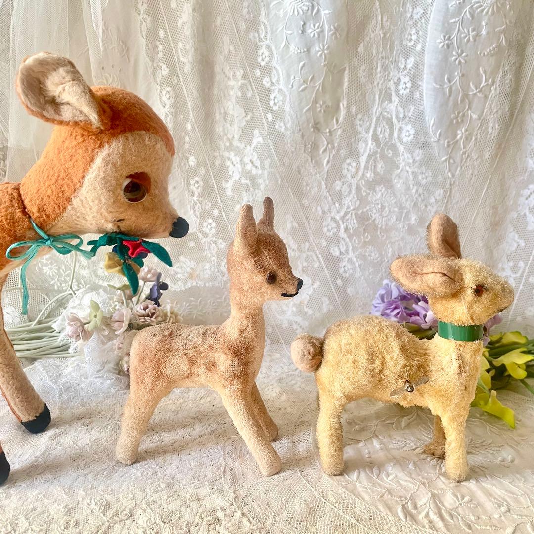 バンビぬいぐるみ3体セット　子鹿小鹿　　フランスアンティーク　ドイツヴィンテージ