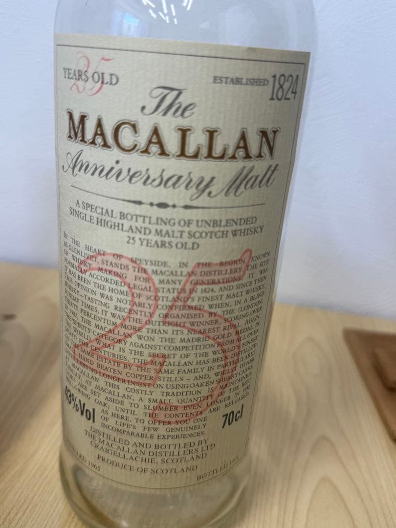 ザ・マッカラン25年　空瓶　空木箱