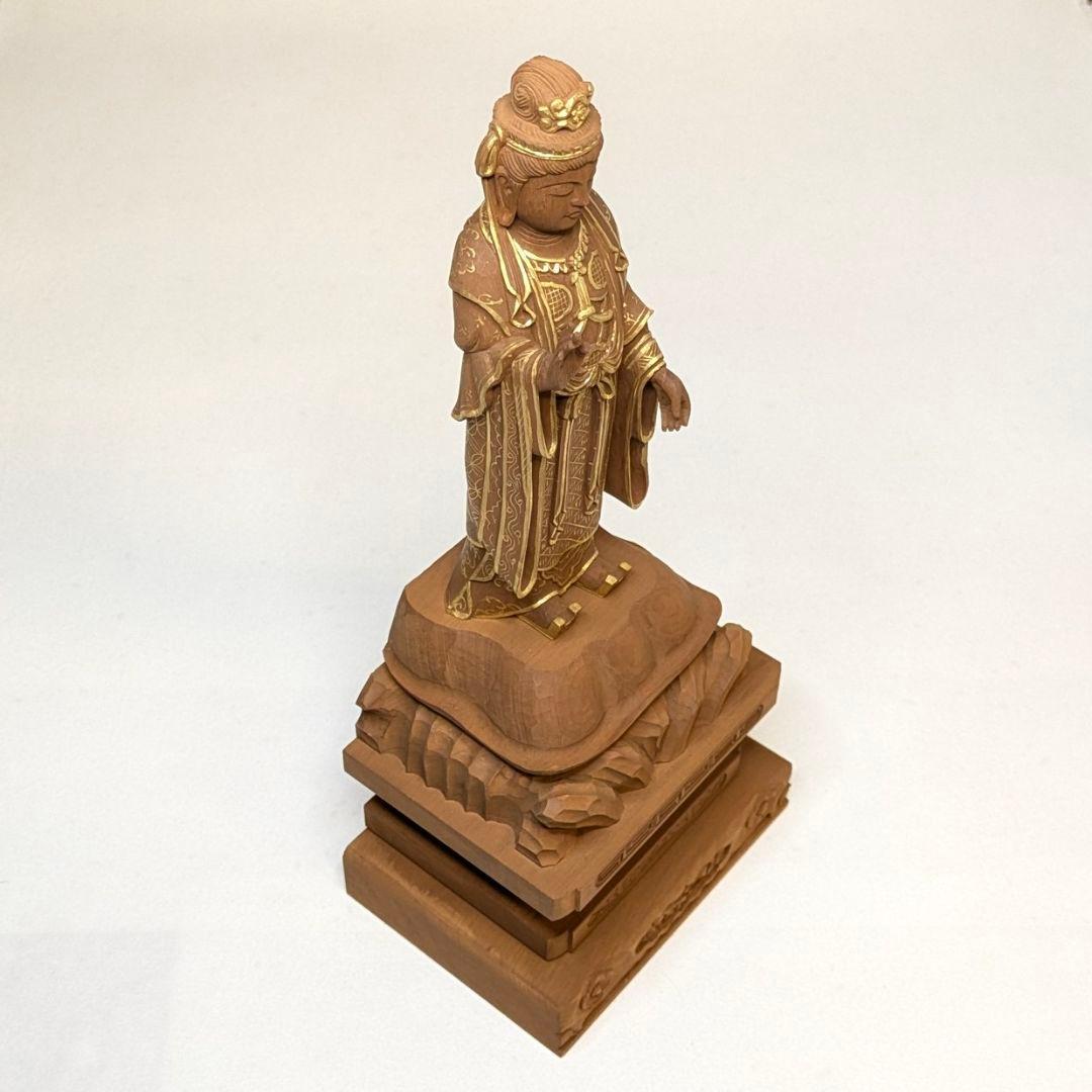 【フォロー割・新品】 帝釈天　金泥　紅檀　総高さ約27.5㎝　インドラ　帝釈