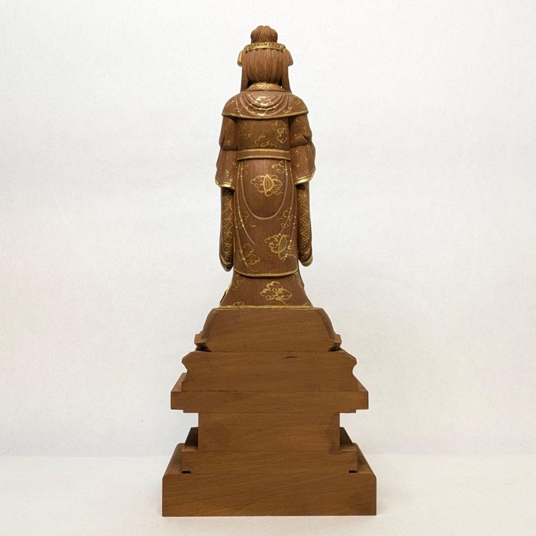 【フォロー割・新品】 帝釈天　金泥　紅檀　総高さ約27.5㎝　インドラ　帝釈