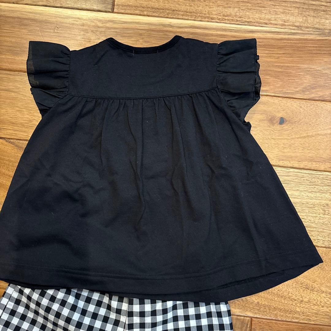 美品　ファミリア　Tシャツ　ショートパンツ　テリア　ギンガムチェック　90