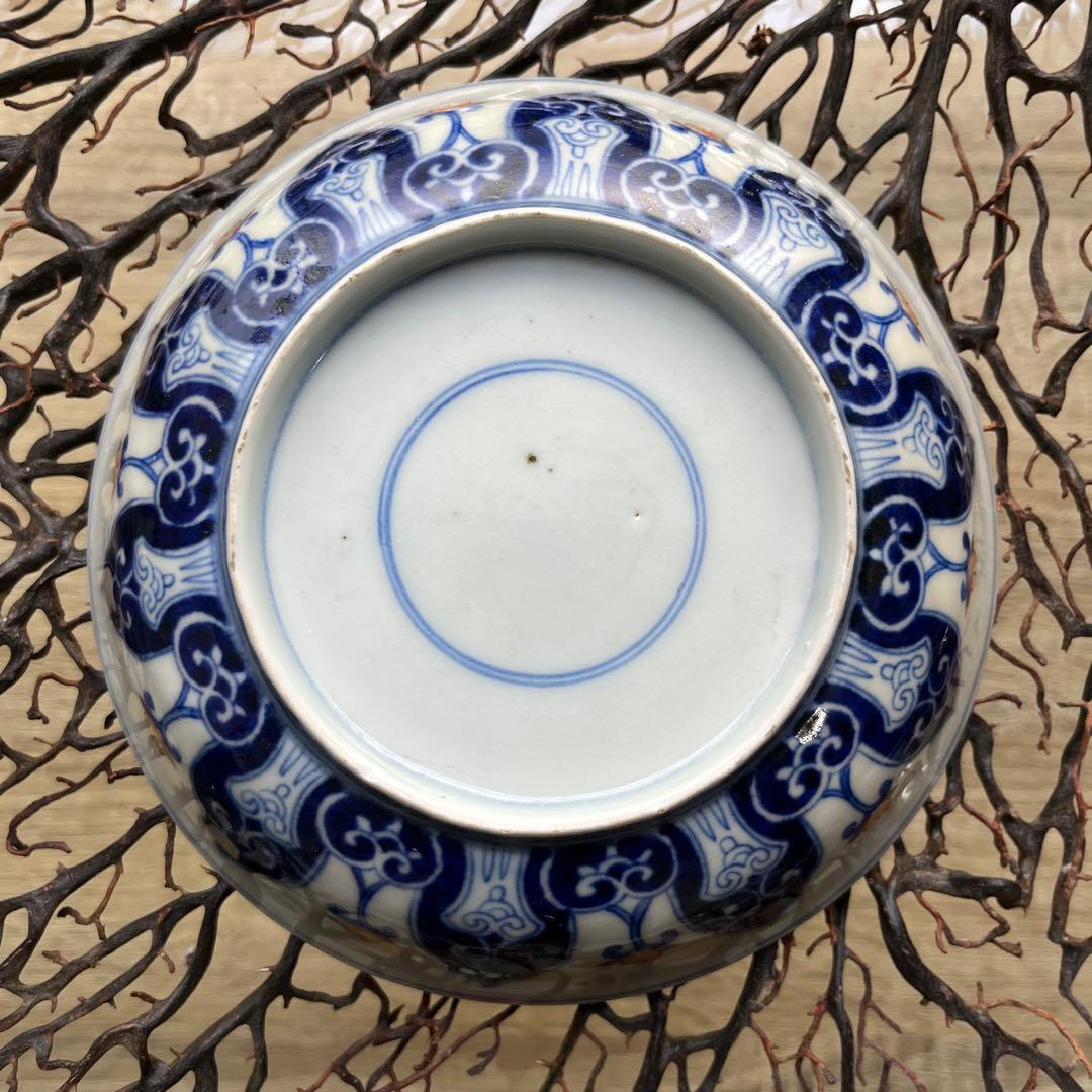 骨董　古伊万里　金彩色絵　希少図案　栗鼠　木賊　山葡萄　膾皿　中皿　１客限り