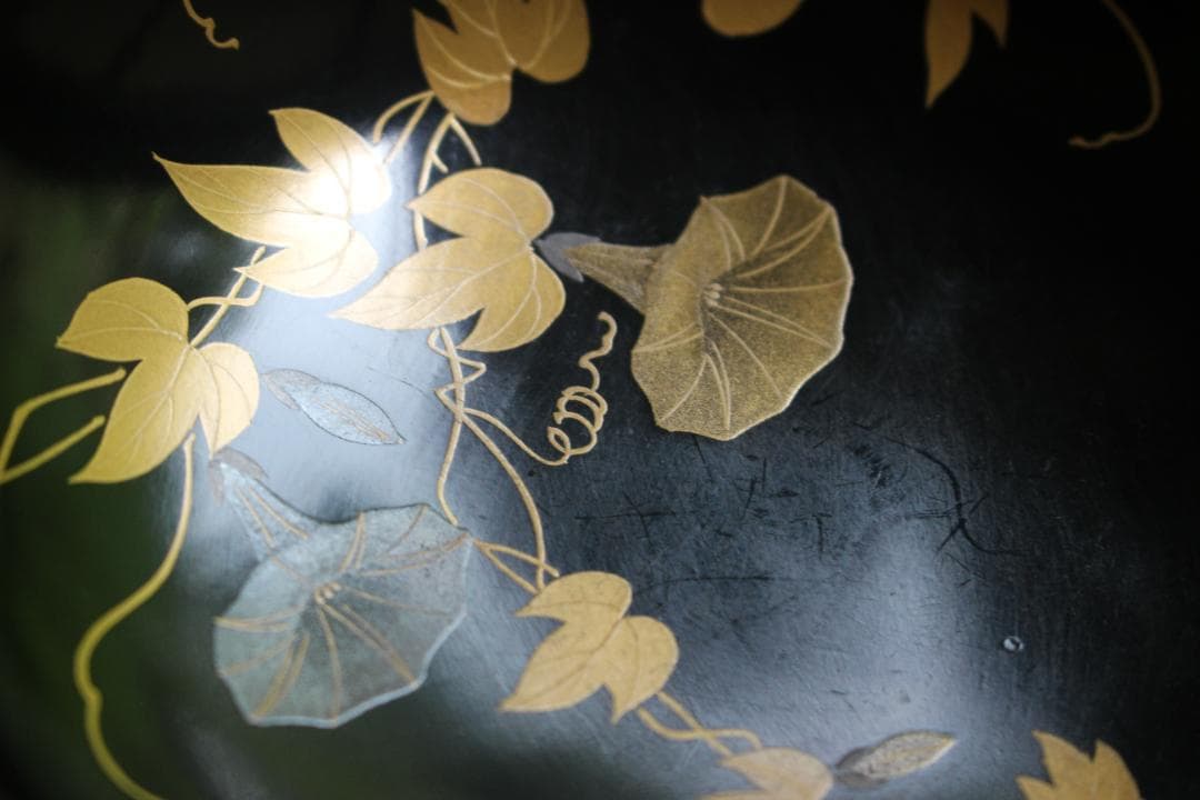 小傷有！時代黒漆に極上草花蒔絵の映える煮物椀5点（検輪島塗京塗蒔絵椀雑煮椀