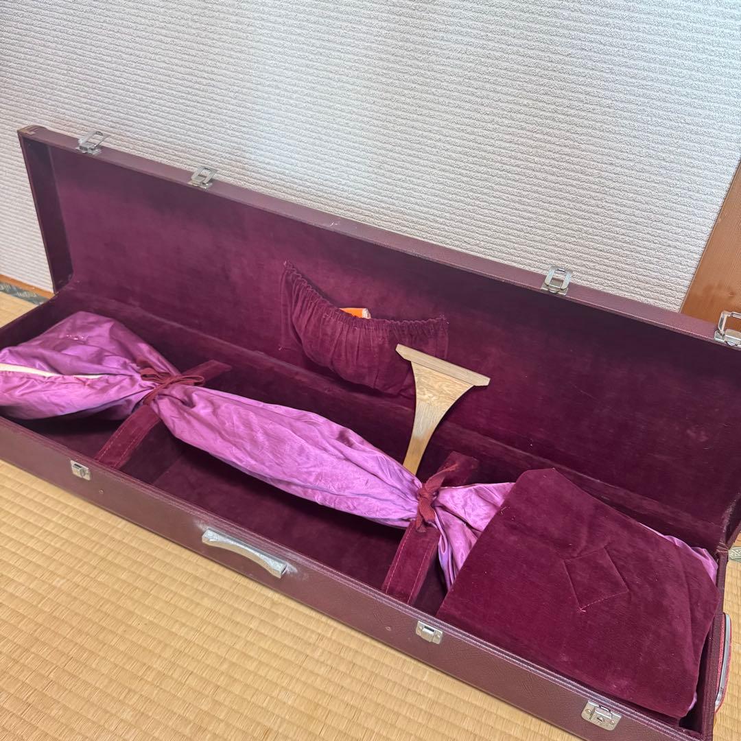 初心者オススメ　中棹　三味線　セット　撥　胴かけ　駒　ハードケース　花梨　丸打胴