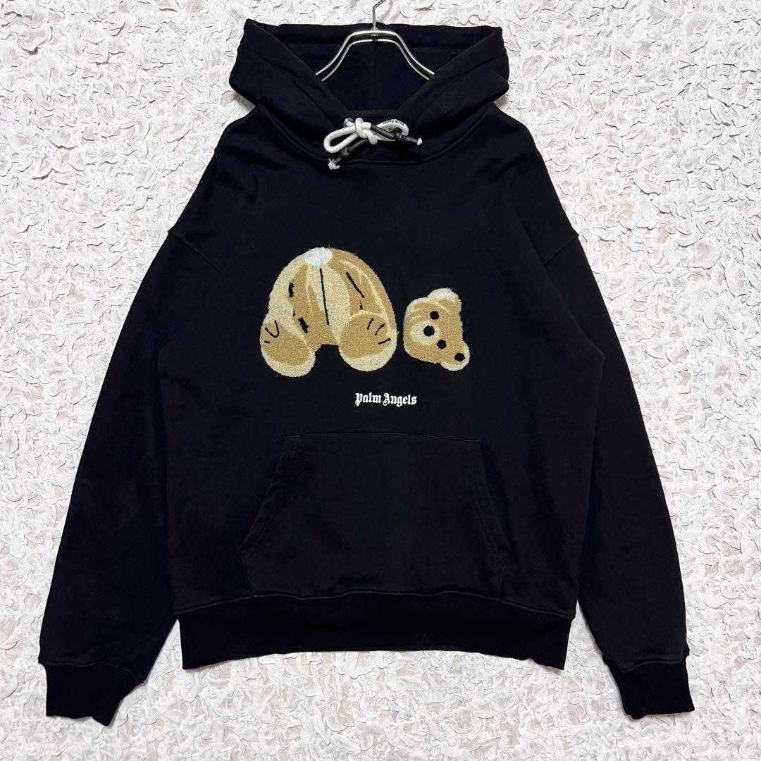 『人気Lサイズ』 パームエンジェルス　パーカー　パイルロゴ　ベア　黒　【L】