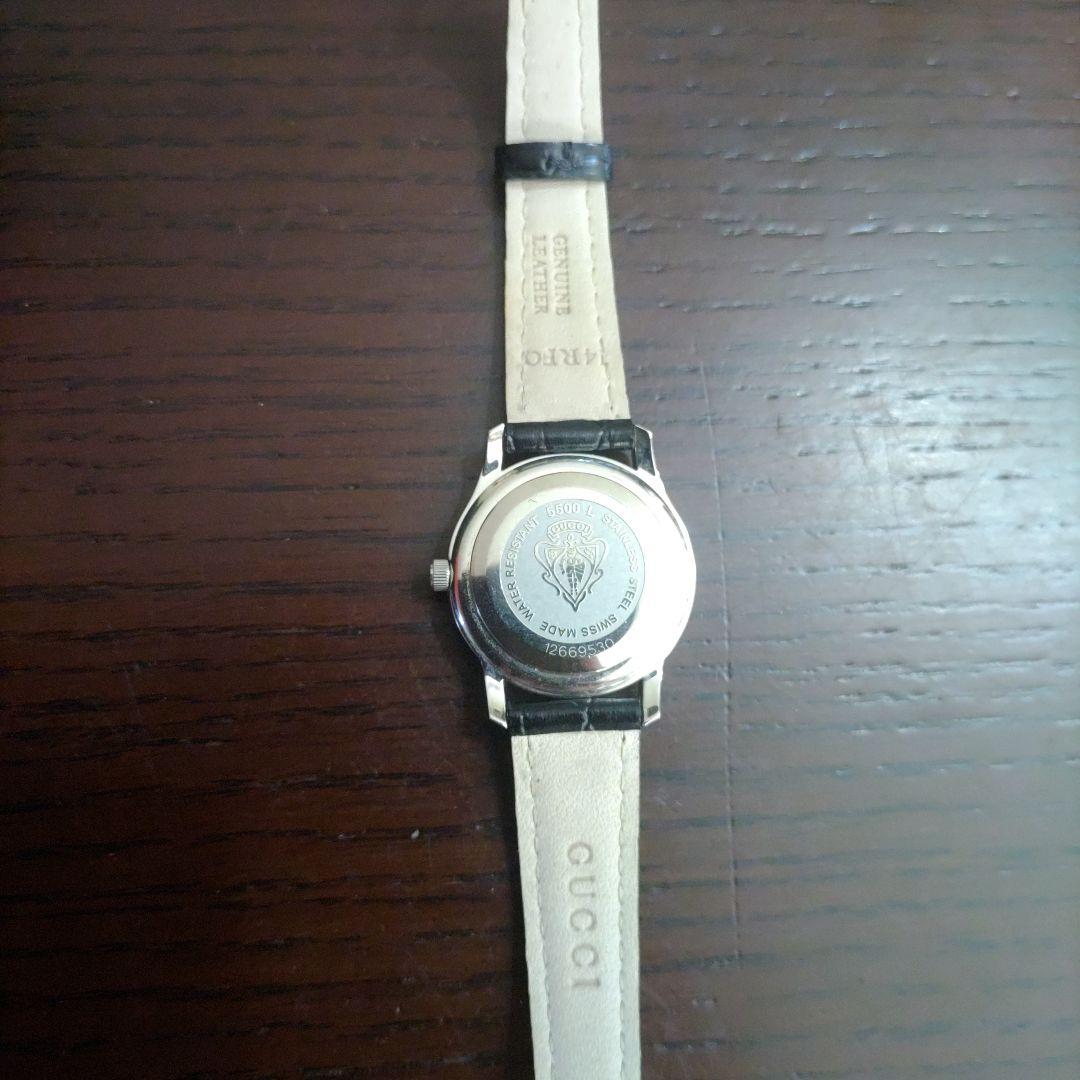 グッチ　5500L レザー　腕時計　レディース　黒革