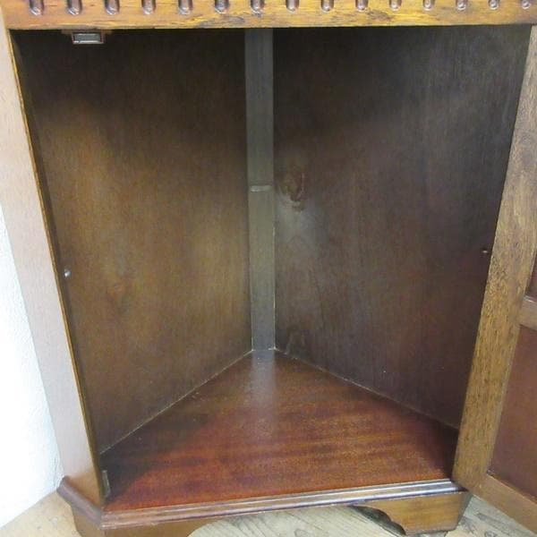 イギリス アンティーク 家具 コーナーキャビネット 飾り棚 英国 6958d