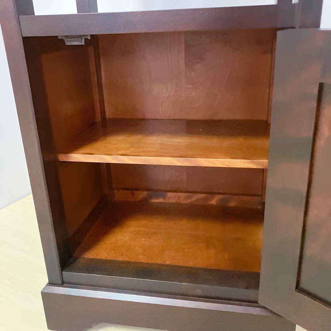 北海道民芸家具　電話台　FAX台　サイドチェスト　サイドテーブル　カバ無垢材