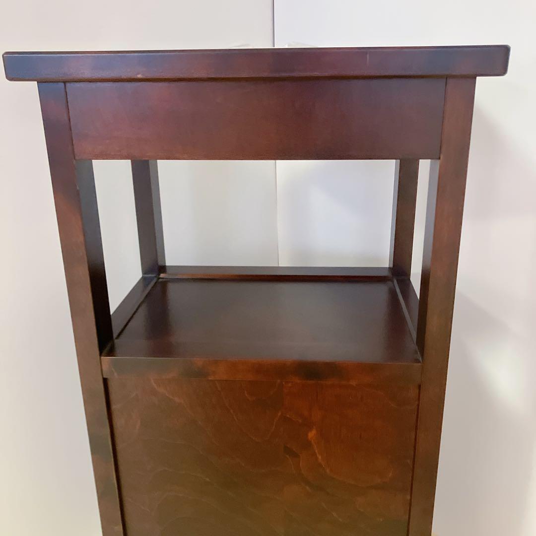 北海道民芸家具　電話台　FAX台　サイドチェスト　サイドテーブル　カバ無垢材