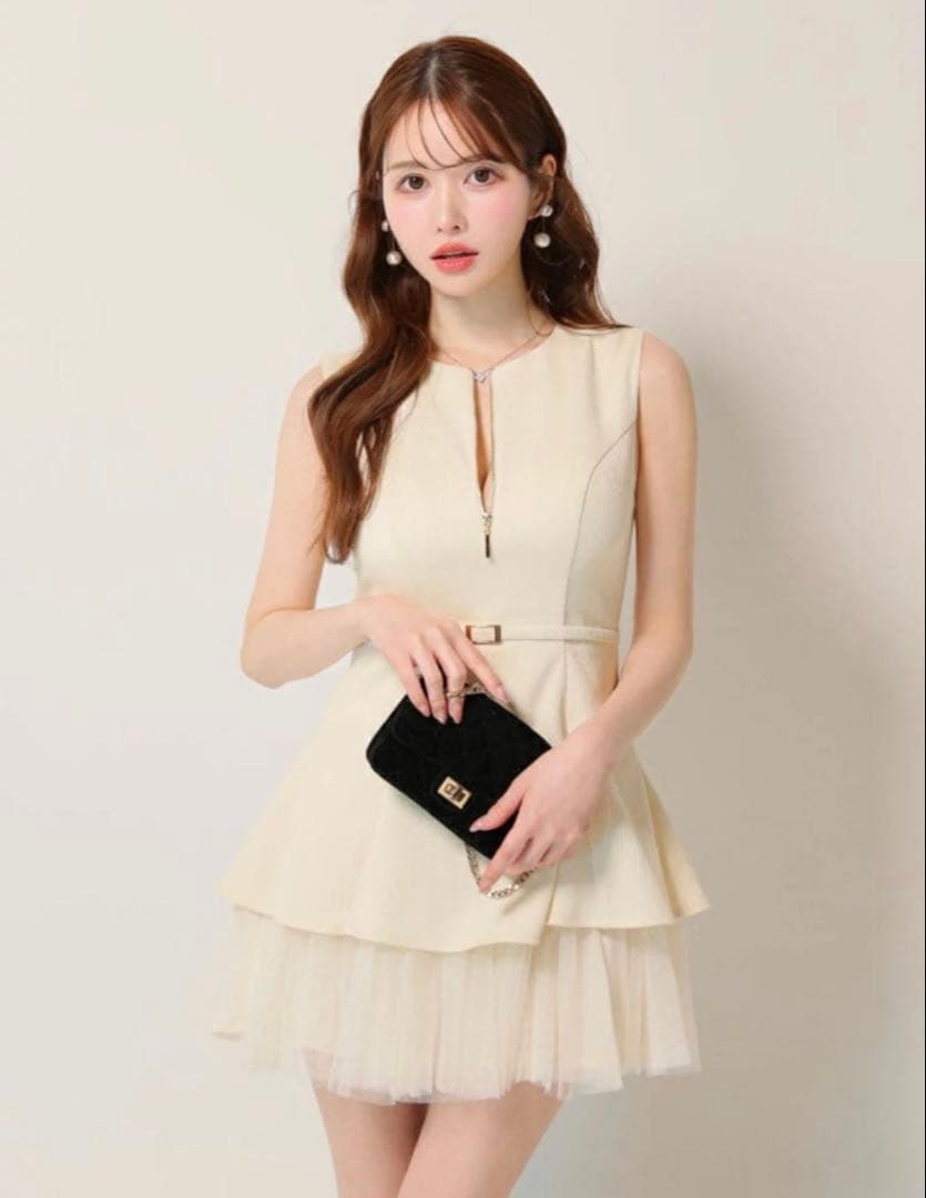 Sアイボリー ローブドフルール キャバドレス