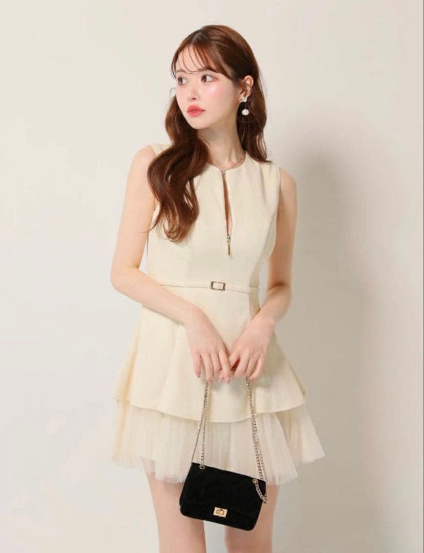 Sアイボリー ローブドフルール キャバドレス