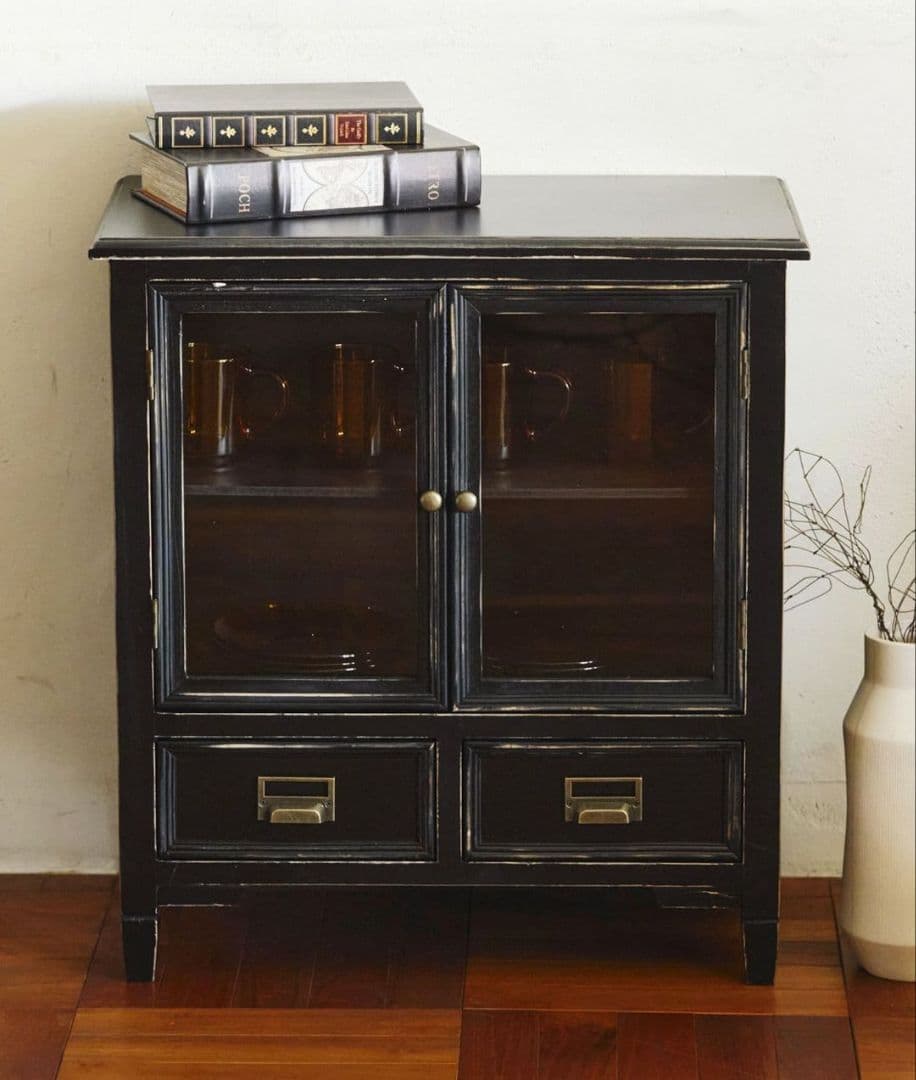 Salut! サリュ アンティーク ガラスキャビネット ブラック 黒 ゴシック