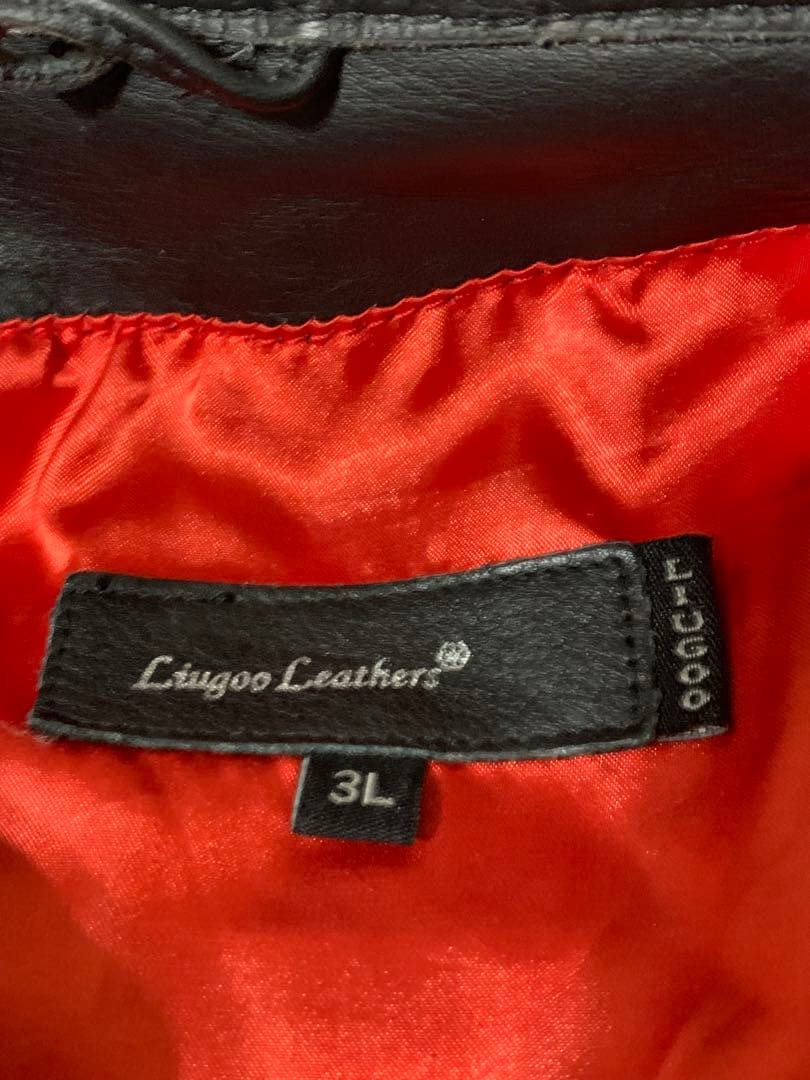 Liugoo Leathers ブラック レザージャケット 3L