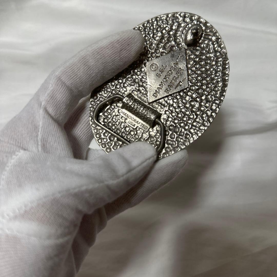 希少　ダイアモンドバックレザー　S.S.I ハンドメイドUSA製　バックル