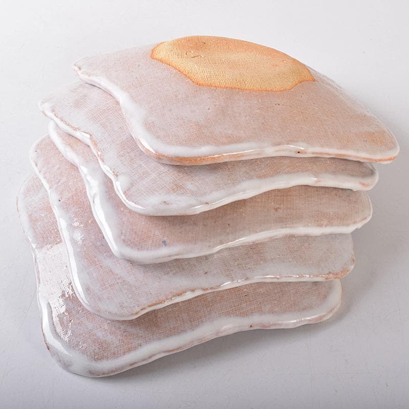 和食器　萩焼　吉田仙萩作　銘々皿　五客　共箱　C　R8215B