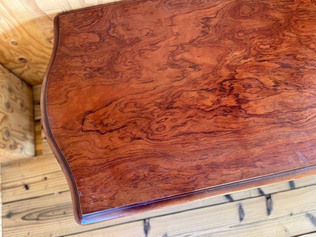 古いローテーブル木製座卓 籐収納棚付きアンティークヴィンテージレトロ