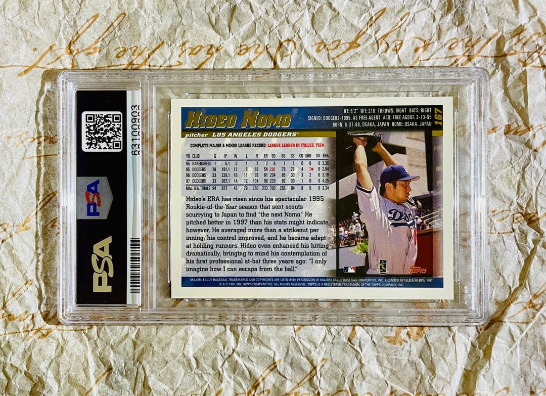 世界で1枚 PSA 9 野茂英雄 1997 TOPPS トレカ ドジャース 大谷