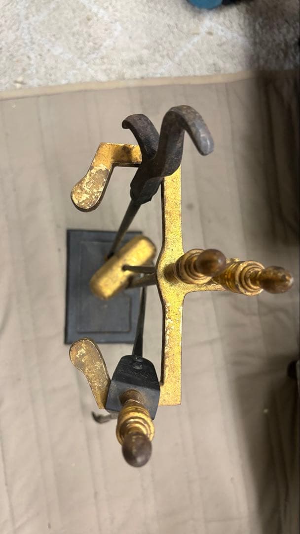 真鍮と鉄製の暖炉用ツールセット ファイヤーツールセット