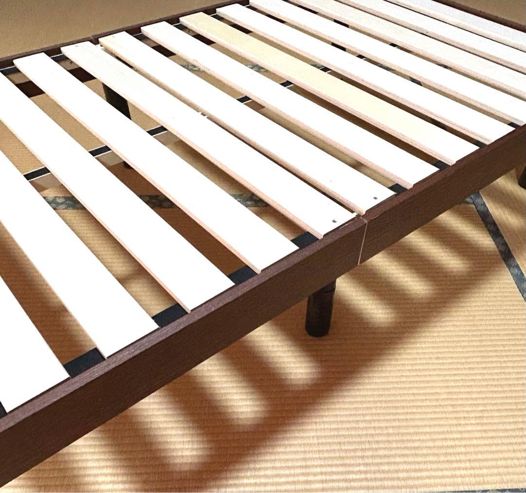 シングルベッドフレーム 棚付き コンセント付 ブラウン TKSB-S