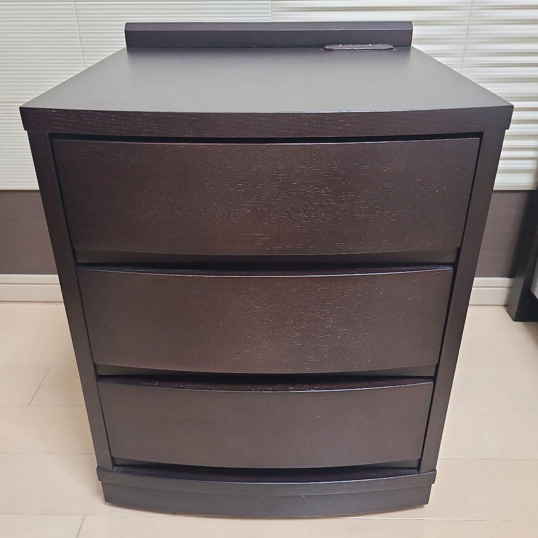 ダークブラウン サイドテーブル 電源コード付き キャスター付き