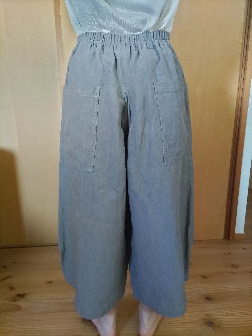 slon square linenポケット付きタックパンツ