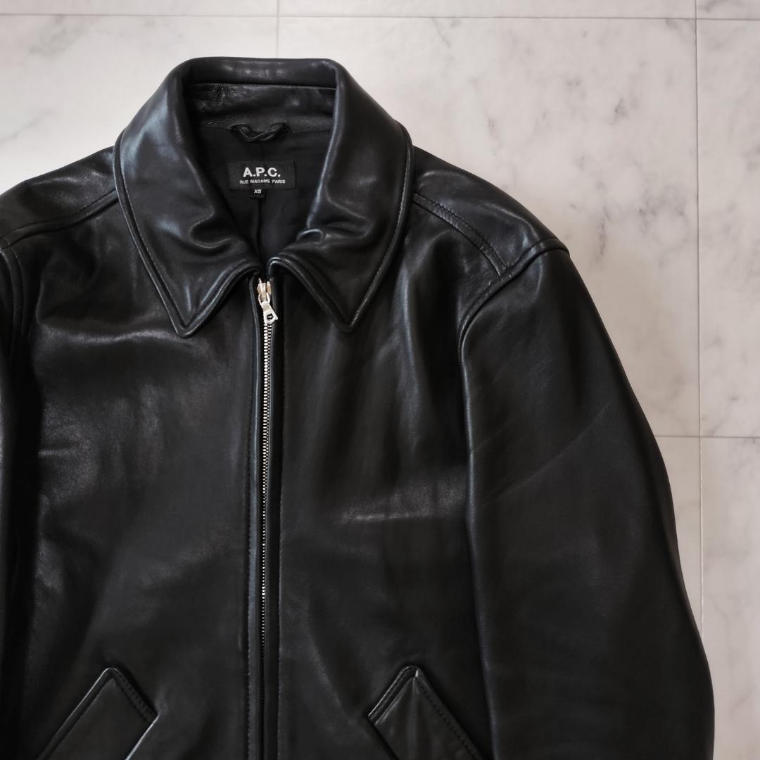 名作 A.P.C. MOTO BLOUSON モトブルゾン XS S~M 羊革