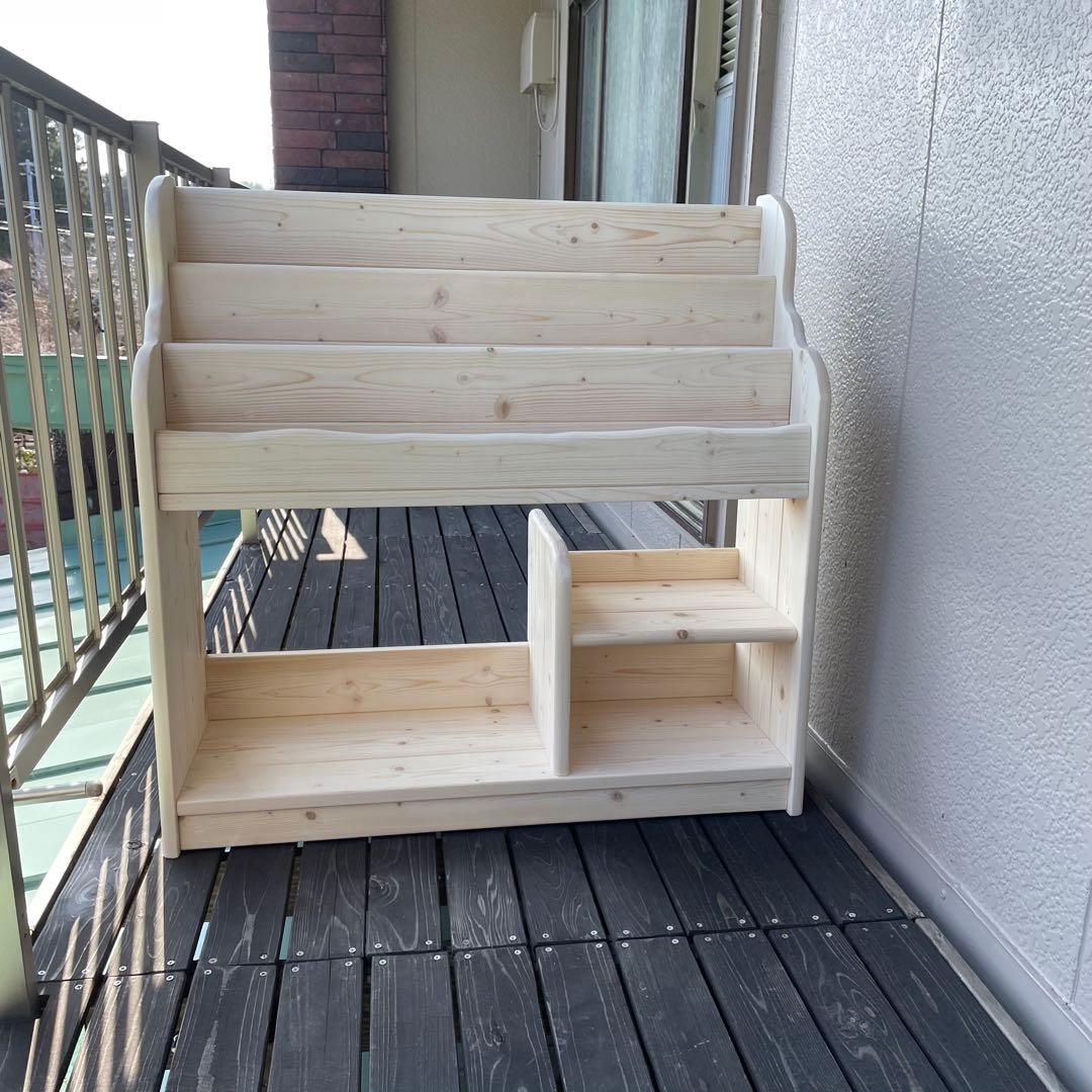 ★彡【新品】通常サイズ　ワトコオイル（ホワイト）ワイドA　絵本棚　ハンドメイド